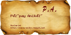 Pápay Anikó névjegykártya